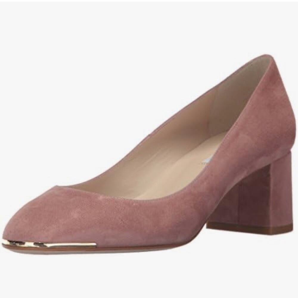 L.K. Bennett Clemence Pink Suede Block Heel Pumps EU 40 US 9.5 10 Spain